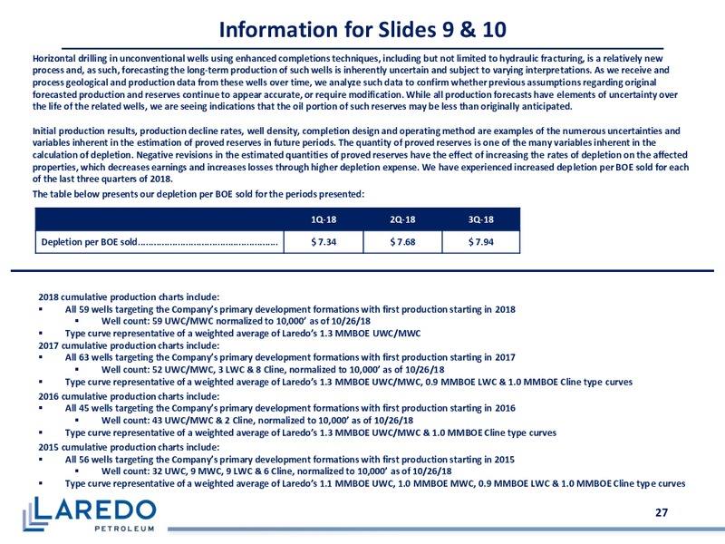 3Q 2018 Earnings – Laredo Petroleum Inc. – slide 26