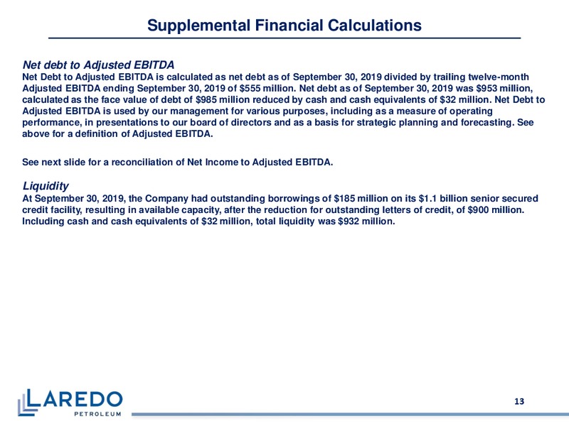3Q 2019 Earnings Presentation – Laredo Petroleum Inc. – slide 12