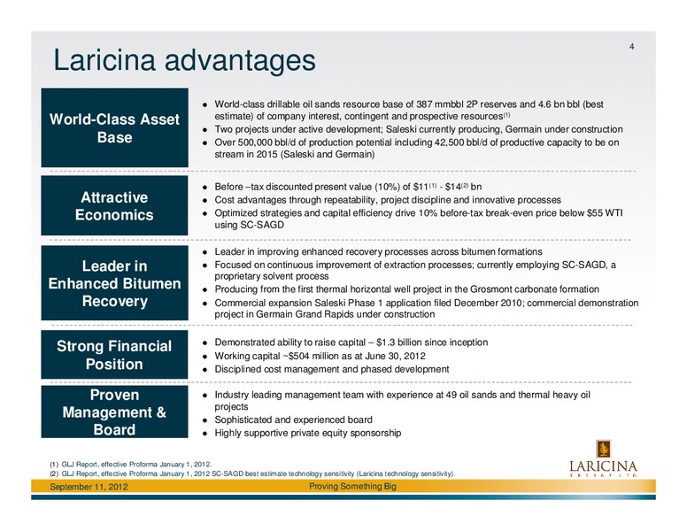 Peters and Co Limited 2012 North American Oil and Gas Conference – Laricina Energy Ltd – slide 3