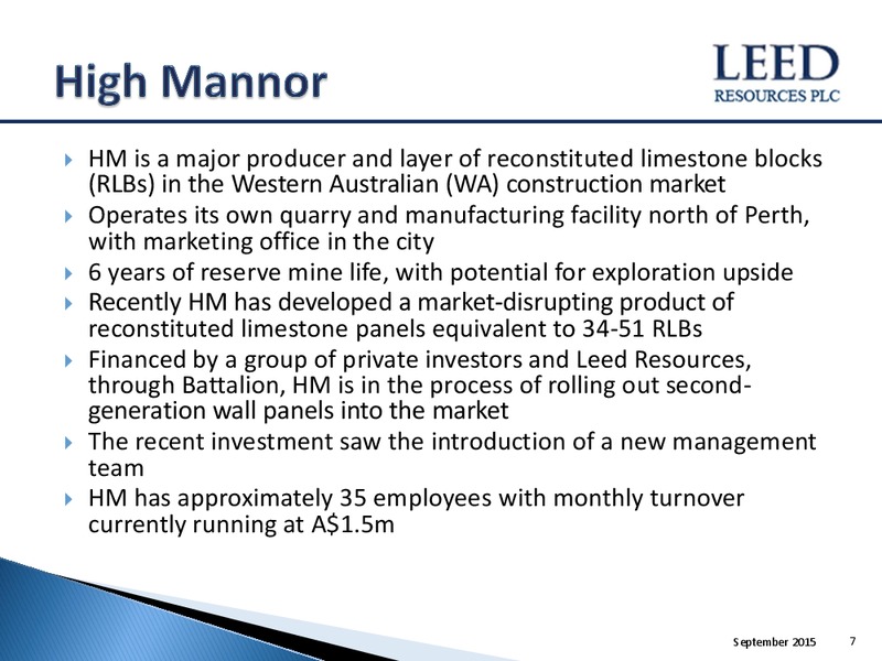 September 2015 Investor Presentation – Leed Petroleum Llc – slide 6