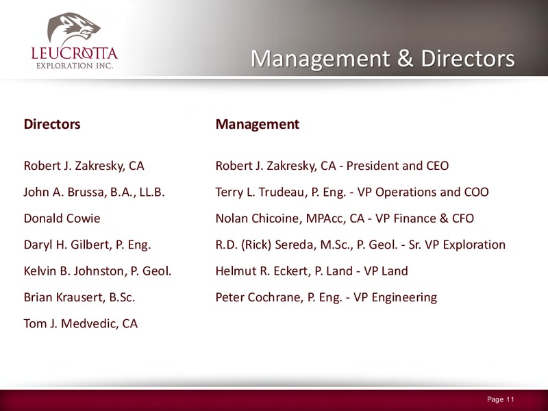 May 2017 Corporate Presentation – Leucrotta Exploration Inc. – slide 11