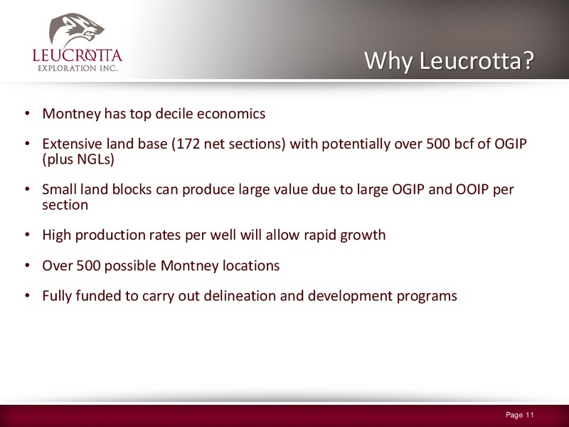 JUNE 2015 CORPORATE PRESENTATION – Leucrotta Exploration Inc. – slide 10