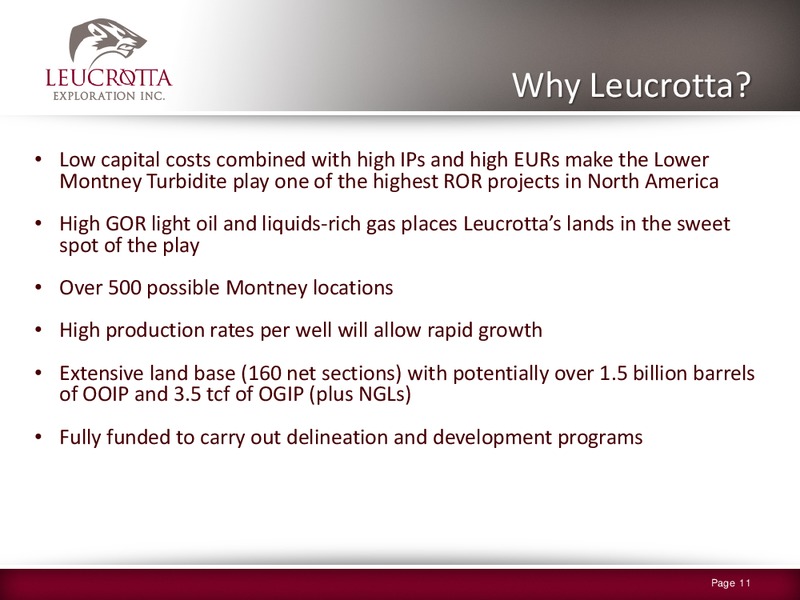 June 2016 Corporate Presentation – Leucrotta Exploration Inc. – slide 10
