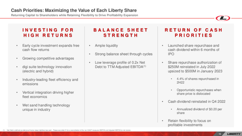 March 2023 Investor Presentation – Liberty Energy Inc. – slide 16