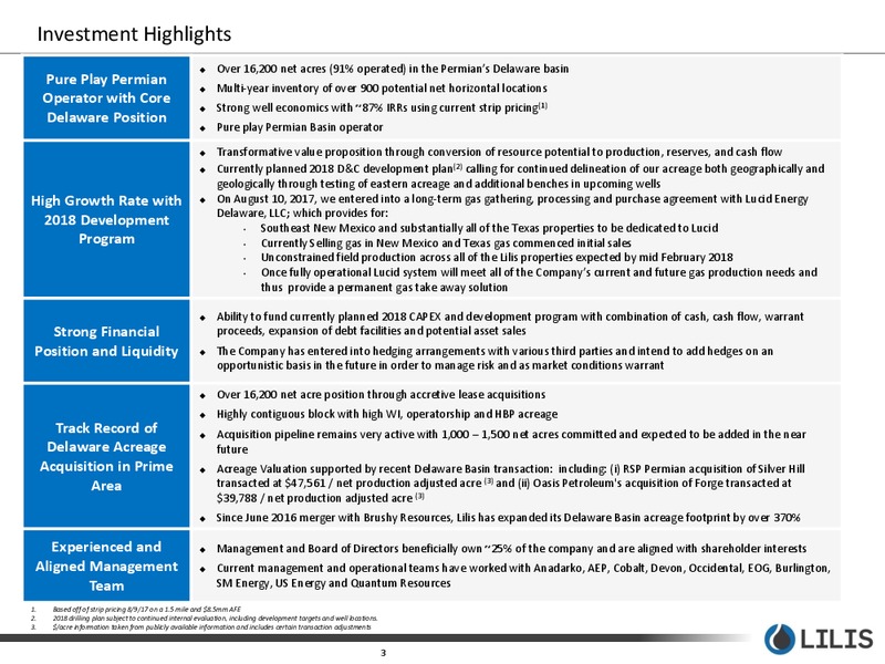 January 2018 Corporate Presentation – Lilis Energy Inc. – slide 2