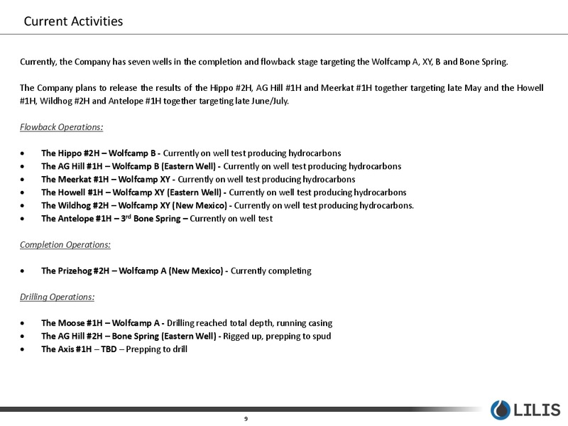1Q 2018 Earnings Presentation – Lilis Energy Inc. – slide 8