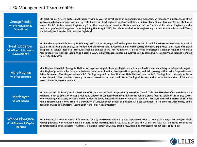 1Q 2018 Earnings Presentation – Lilis Energy Inc. – slide 19