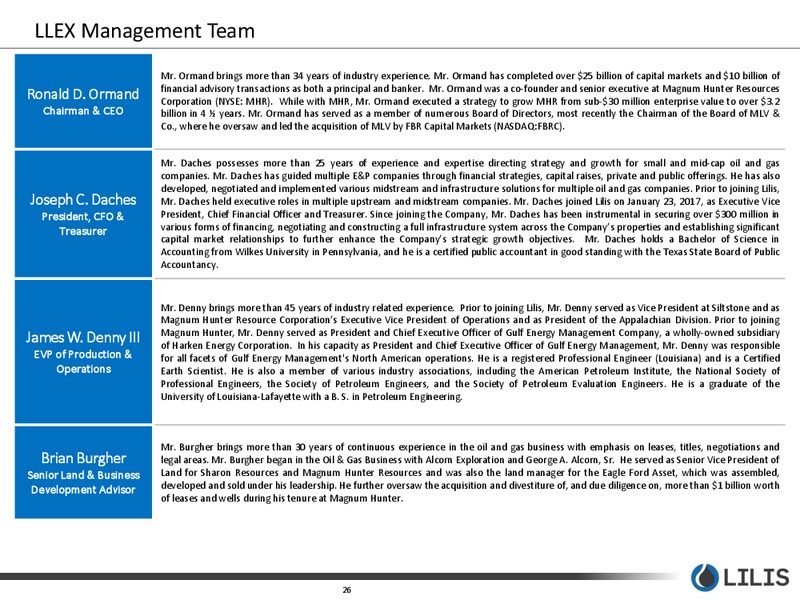 September 2018 Corporate Presentation – Lilis Energy Inc. – slide 25