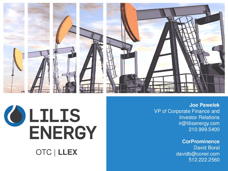 October 2016 Corporate Presentation – Lilis Energy Inc. – slide 18