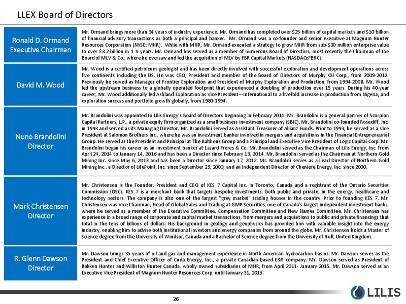 November 2018 Corporate Presentation – Lilis Energy Inc. – slide 25