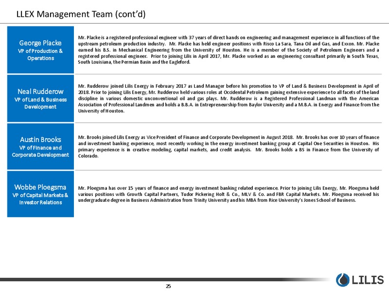 December 2018 Corporate Presentation – Lilis Energy Inc. – slide 24
