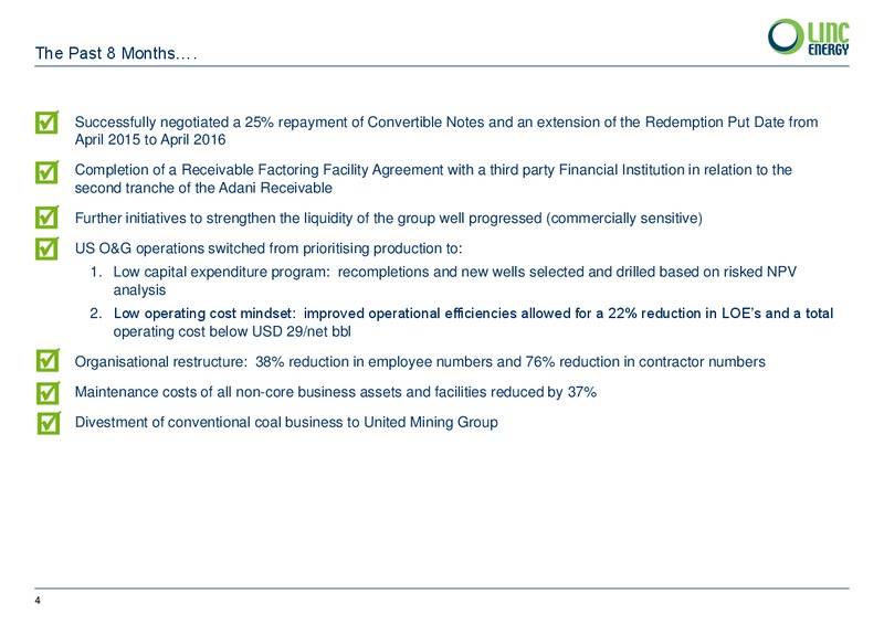 JUNE 2015 CORPORATE PRESENTATION – Linc Energy Ltd. – slide 4
