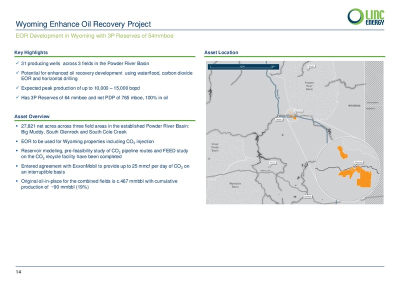 JUNE 2015 CORPORATE PRESENTATION – Linc Energy Ltd. – slide 14