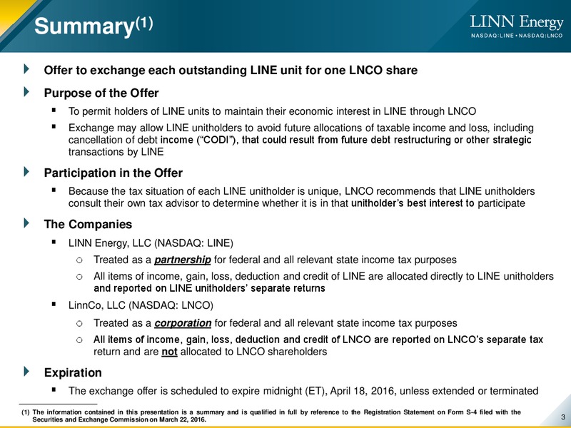 March 2016 Investor Presentation – Linn Energy, Llc – slide 2