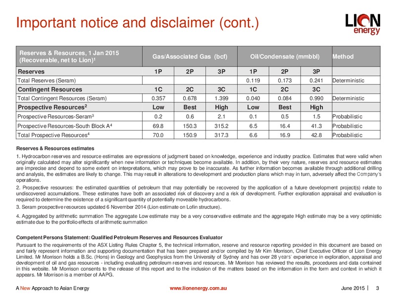 June 2015 Corporate Presentation – Lion Energy Ltd. – slide 2