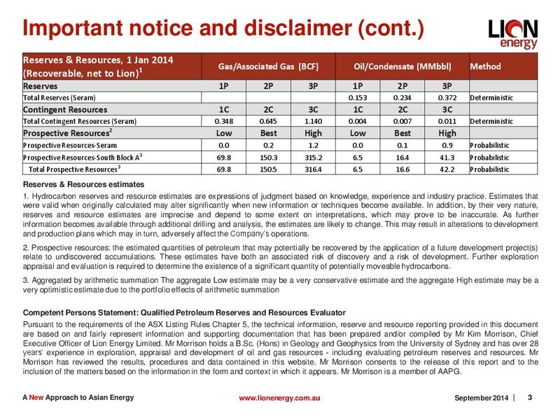 SEPTEMBER 2014 CORPORATE PRESENTATION – Lion Energy Ltd. – slide 2
