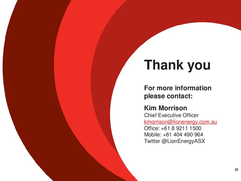 SEPTEMBER 2014 CORPORATE PRESENTATION – Lion Energy Ltd. – slide 20