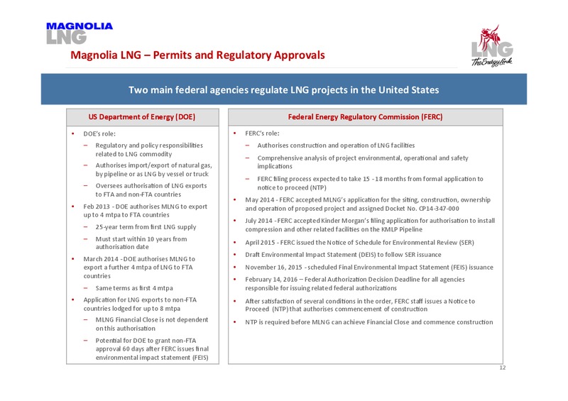 May 2015 Investor Presentation – Liquefied Natural Gas Ltd. – slide 12