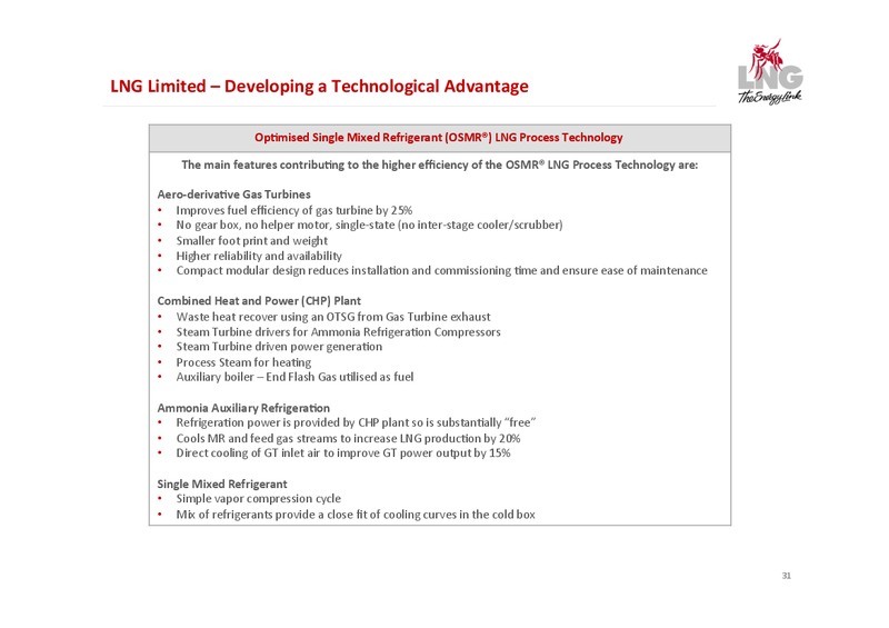 May 2015 Investor Presentation – Liquefied Natural Gas Ltd. – slide 31