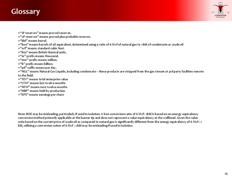 September 2016 Company Presentation – Lonestar Resources Ltd. – slide 24