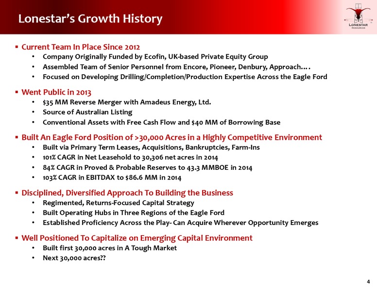 Cowen and Co 2015 Ultimate Energy Conference – Lonestar Resources Ltd. – slide 3