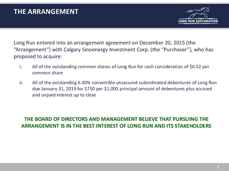 May 2016 Investor Presentation – Long Run Exploration Ltd. – slide 2