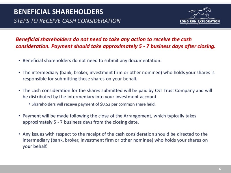 June 2016 Shareholder Presentation – Long Run Exploration Ltd. – slide 6