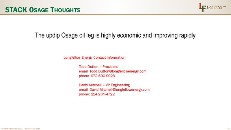 DUG Midstream Conference – Longfellow Energy Lp – slide 19