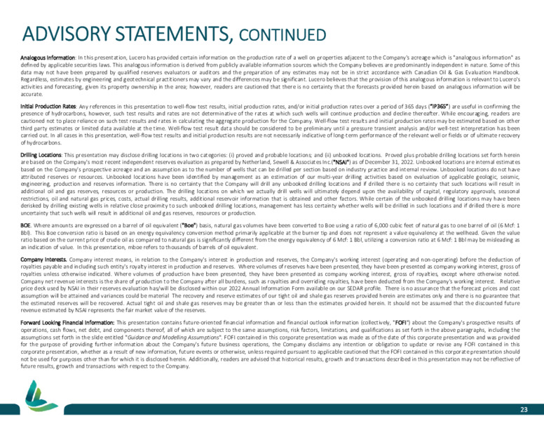 June 2023 Investor Presentation – Lucero Energy Corp. – slide 23