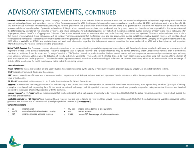 June 2023 Investor Presentation – Lucero Energy Corp. – slide 24