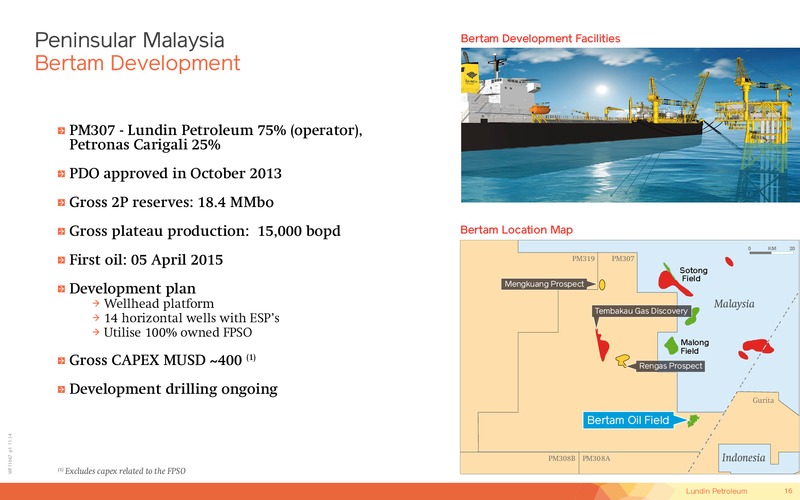 JUNE 2015 CORPORATE PRESENTATION – Lundin Petroleum – slide 16