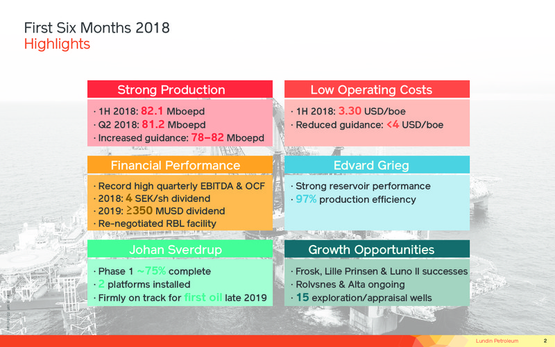 July 2018 Investor Presentation – Lundin Petroleum – slide 2