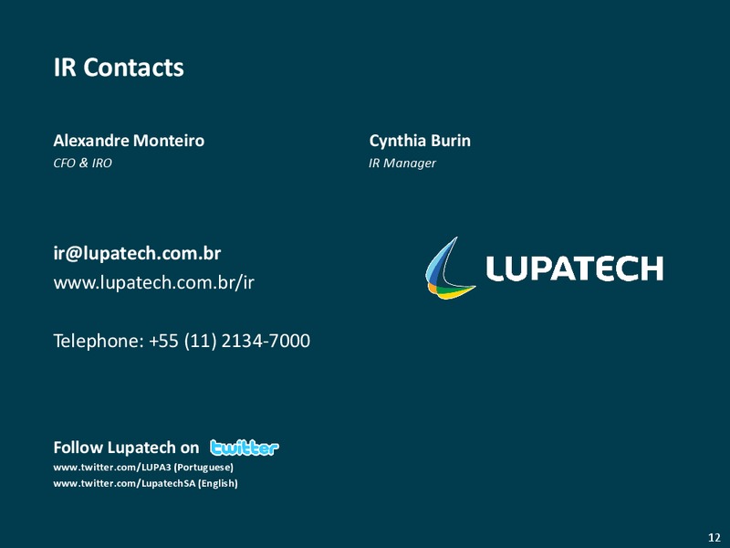 RESULTS PRESENTATION Q1 2011 – Lupatech S.A – slide 10