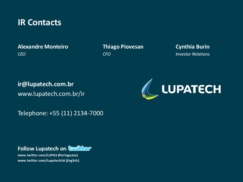 Q1 2012 EARNINGS CALL – Lupatech S.A – slide 22