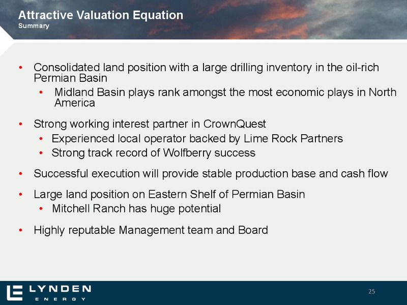 September 2015 Investor Presentation – Lynden Energy Corp. – slide 23