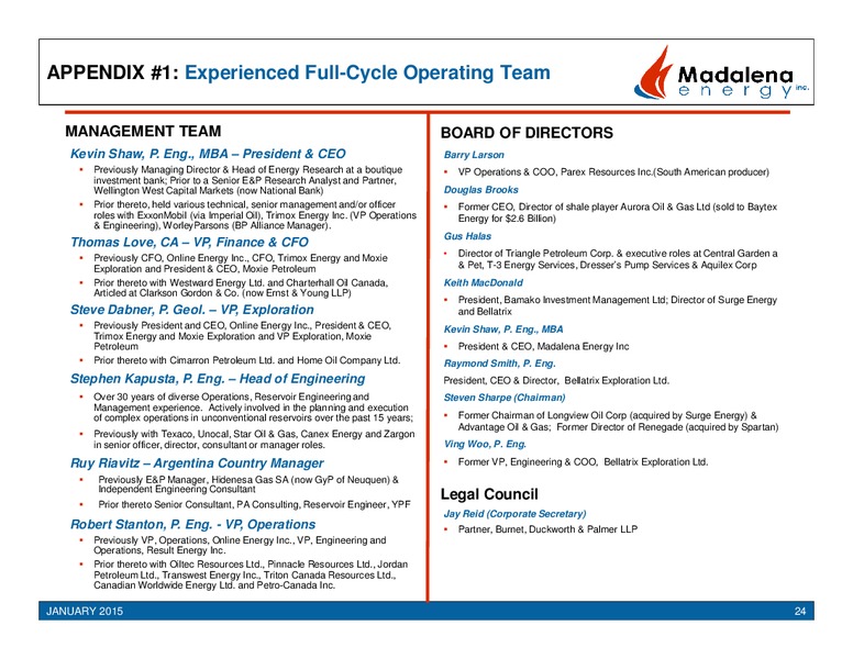 Investor Presentation – Madalena Energy Inc. – slide 23