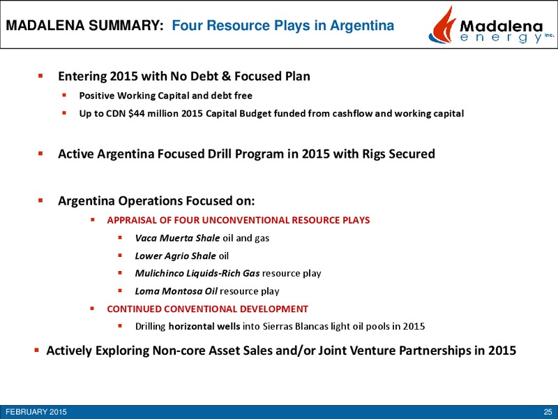 Investor Presentation – Madalena Energy Inc. – slide 24