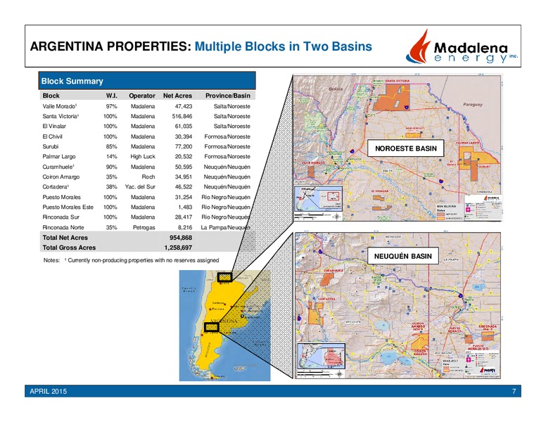 CORPORATE PRESENTATION APRIL 2015 – Madalena Energy Inc. – slide 6
