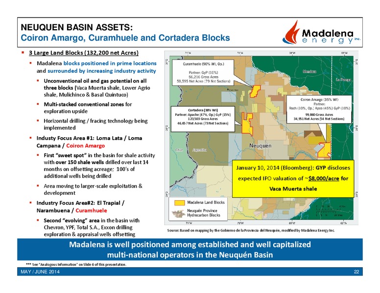 Strategic and Transformational Argentina Acquisition – Madalena Energy Inc. – slide 19