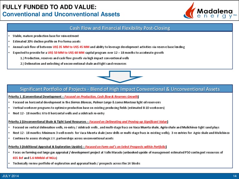 ARGENTINA ACQUISITION – Madalena Energy Inc. – slide 12