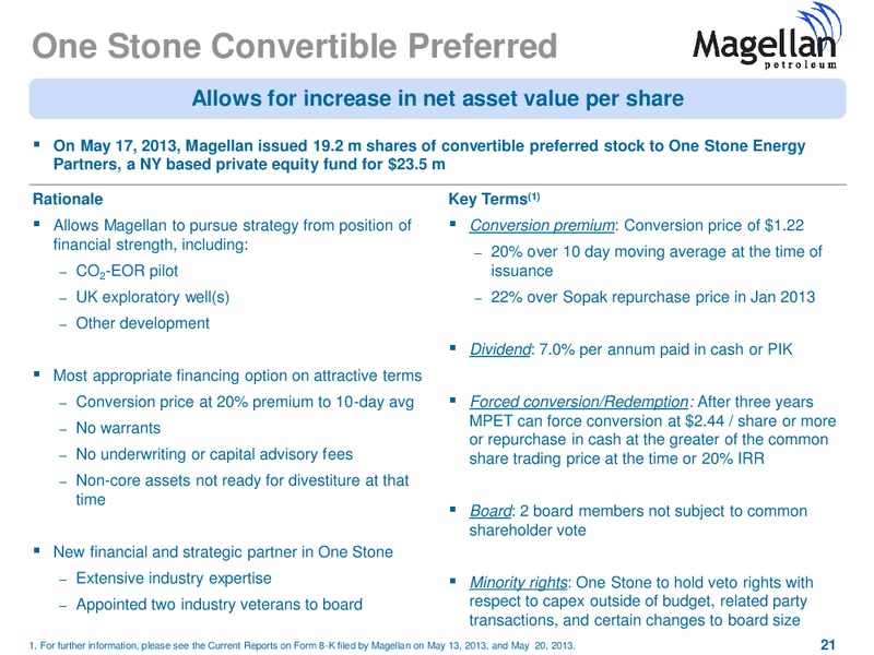 GHS 100 Conference – Magellan Petroleum Corp – slide 21