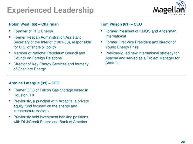 Investor Presentation – Magellan Petroleum Corp – slide 20