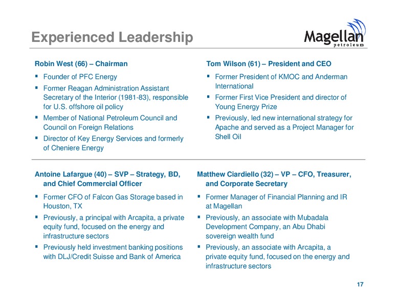 Investor Presentation – Magellan Petroleum Corp – slide 17