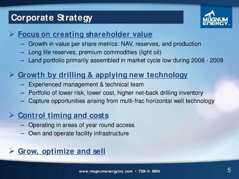 Corporate Presentation – Magnum Energy Inc. – slide 5