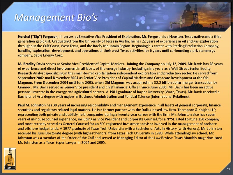 Q4 2010 EARNINGS CALL – Magnum Hunter Resources Corp. – slide 54