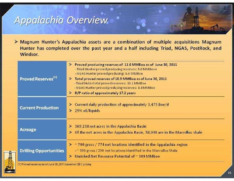 GLOBAL HUNTER SECURITIES CONFERENCE – Magnum Hunter Resources Corp. – slide 21