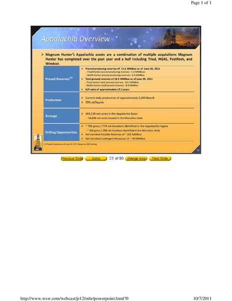 JOHNSON RICE ENERGY CONFERENCE – Magnum Hunter Resources Corp. – slide 23