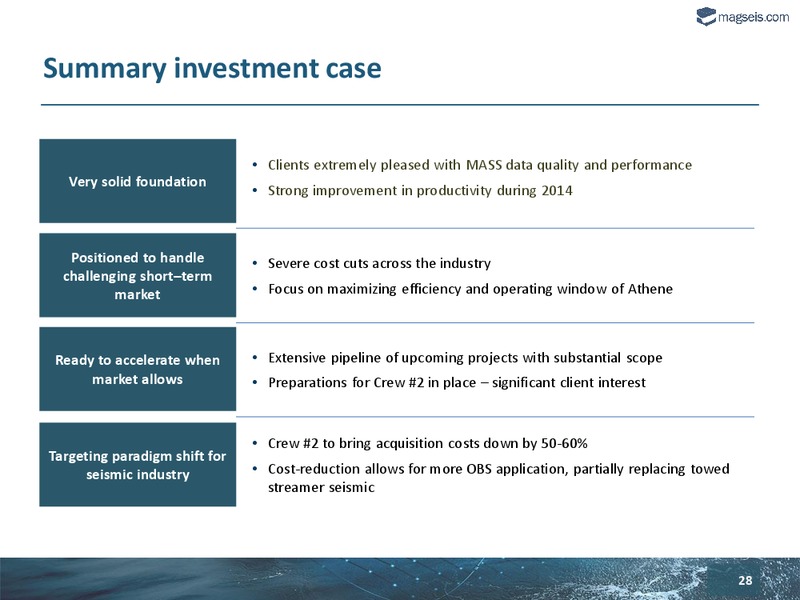 Q4 2014 EARNINGS CALL – Magseis Asa – slide 27