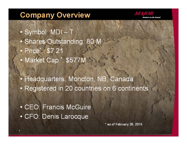 INVESTOR PRESENTAITON – Major Drilling – slide 3