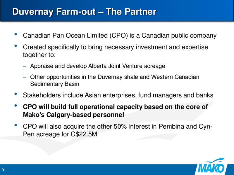 Excellence in Oil & Gas Conference – Mako Hydrocarbons Ltd. – slide 8